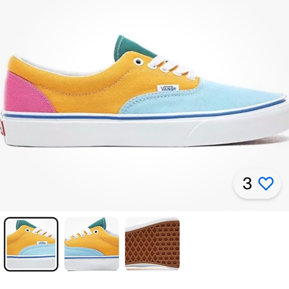 Vans color block tennis shoes canvas in blue and orange
